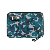 a bathing bag with a blue camouflage print