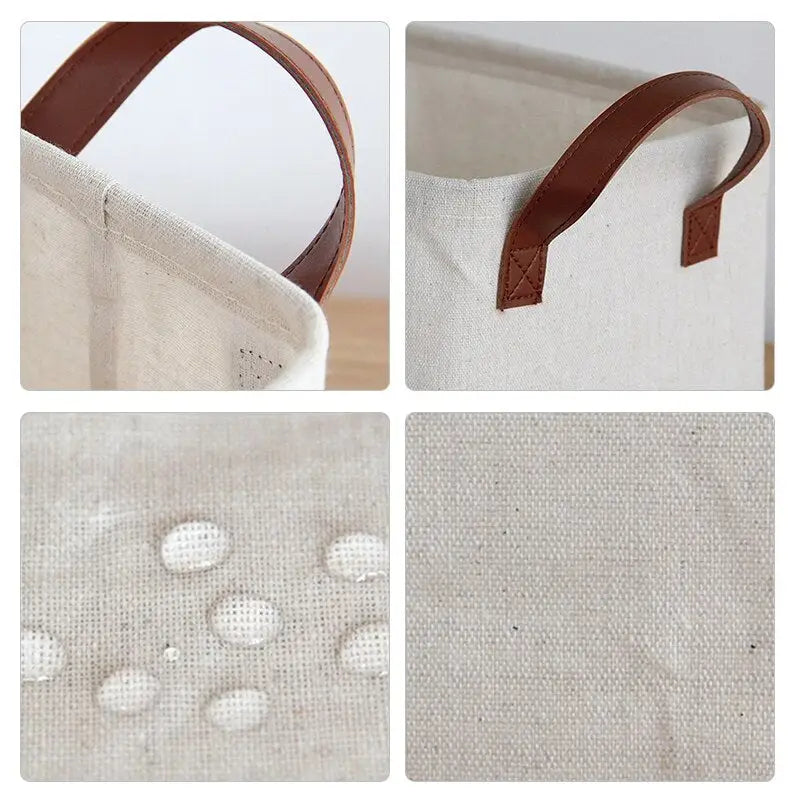 the canvas tote bag is made from natural linen and leather