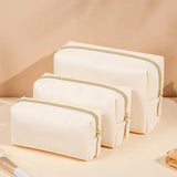 3 pcs white cosmetic bag set