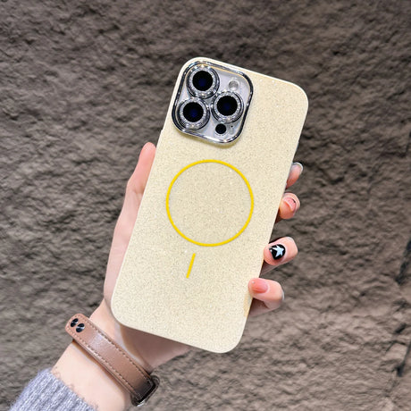 Beige phone case with yellow circle.