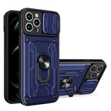 Luxury Armor Wallet Card Case with Magnetic Ring Holder Stand For iPhone 15 14 Pro Max 13 12 Plus Camera Cover