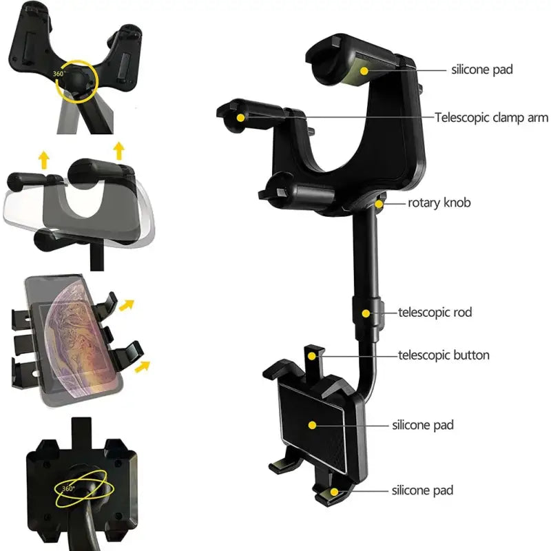 the front and back of the bike phone holder