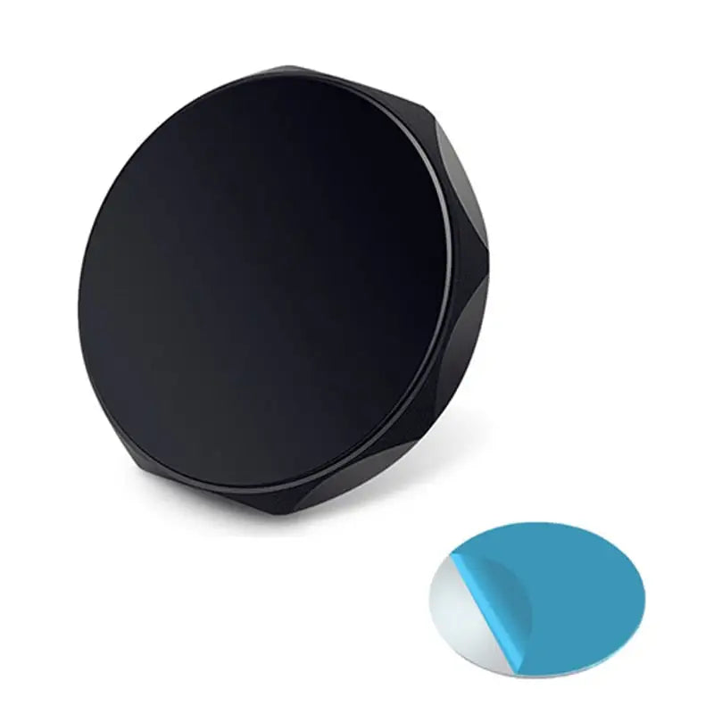 a black and blue knob with a white circle