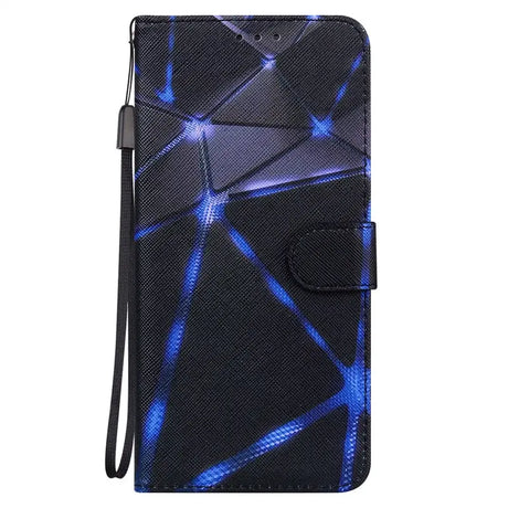 a black and blue phone case with a pattern