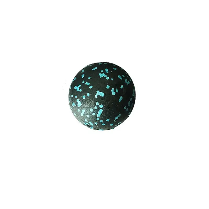 a black and blue ball with small dots
