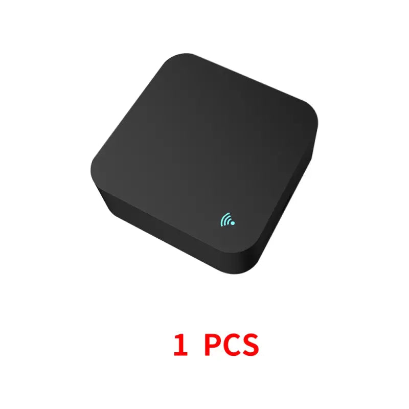 A black box with a wifi logo on it and a white background