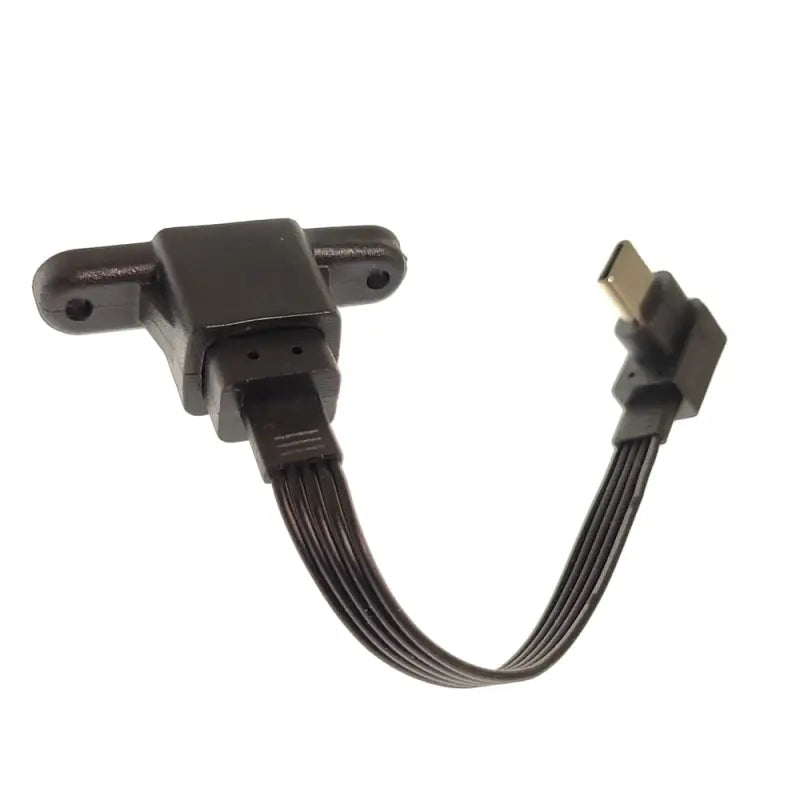 a black cable connected to a white background
