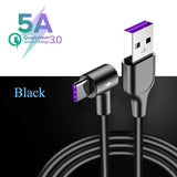 a black cable with a purple and white logo