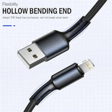 the braided usb cable is shown in black