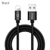 a black cable with a white logo on it
