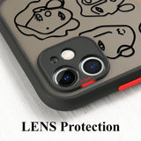 Back side of a black 0.5mm thick line art phone case with cartoon faces camera lens protector for samsung galaxy s series