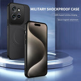 Back side of black carbon fiber magnetic shockproof case for motorola edge pro ultra g67 with minimalist design