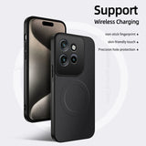 Black carbon fiber magnetic case for motorola edge pro ultra g67 with built-in wireless charging coil shown from back side