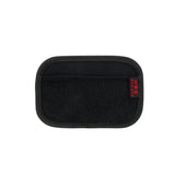 the case is made from a black nylon material with a red zipper