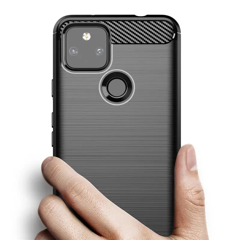 the back of a black case with a finger grip