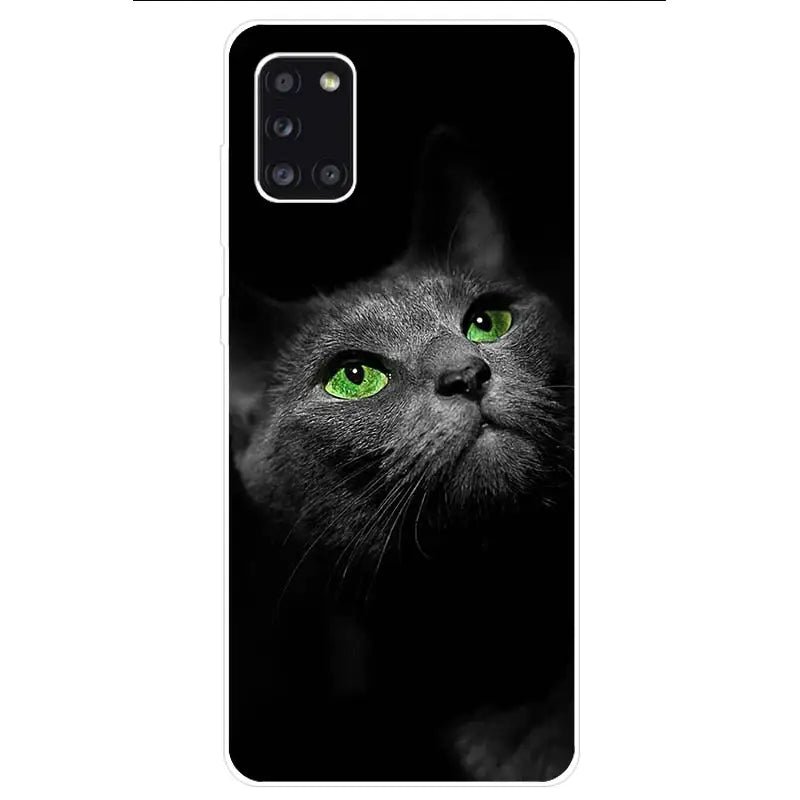 a black cat with green eyes phone case