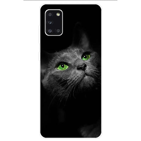 A black cat with green eyes phone case