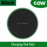 a black charge pad with green trim