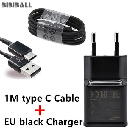 a black charger and a usb cable