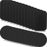 a set of six black coasters with a white background