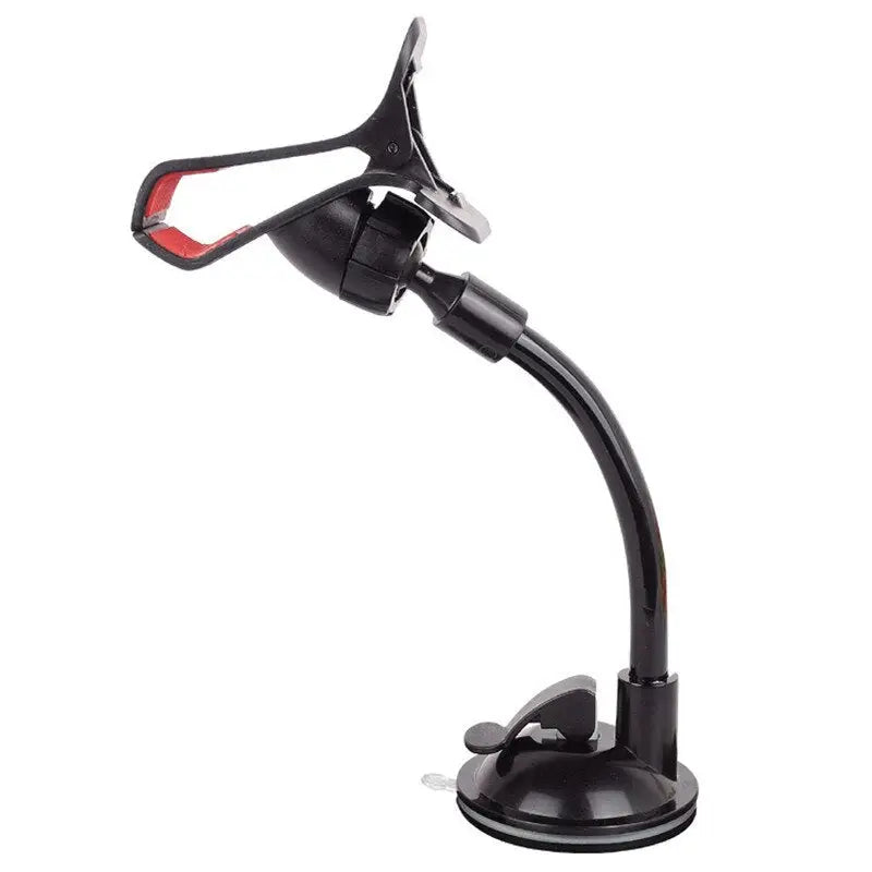 the desk lamp is black and has a red light