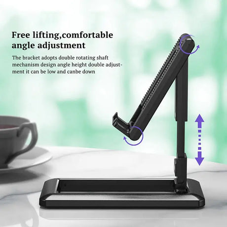 the adjustable desk lamp is shown with a cup of coffee and a cup of coffee