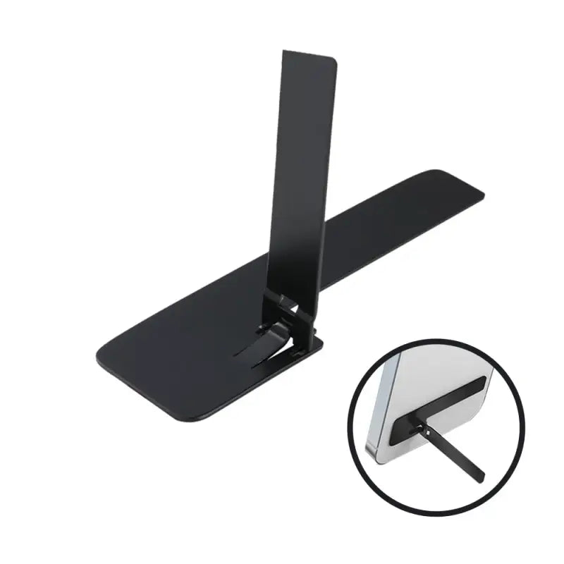 a black desk stand with a white background