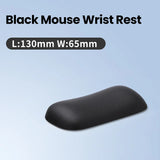 Black ergonomic wrist rest for computer mouse use.