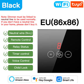Black EU smart dimmer switch.