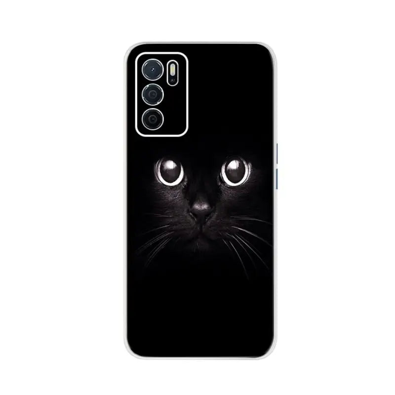 a black cat face on a white background phone case