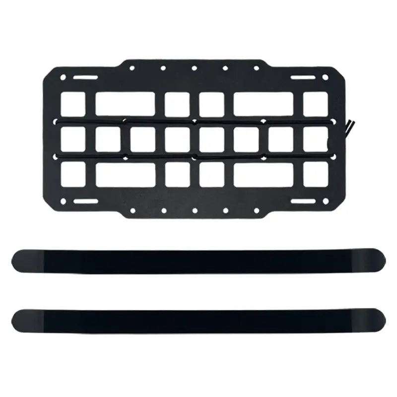 a black metal plate with a black handle and a black handle