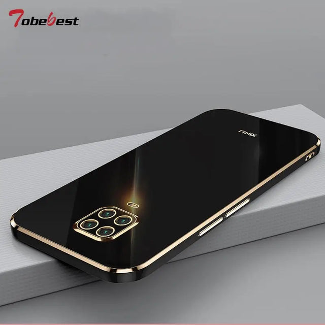 the case is made from tempered glass and has a gold frame
