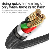 a black and gold colored cable with the words, `’’ ’