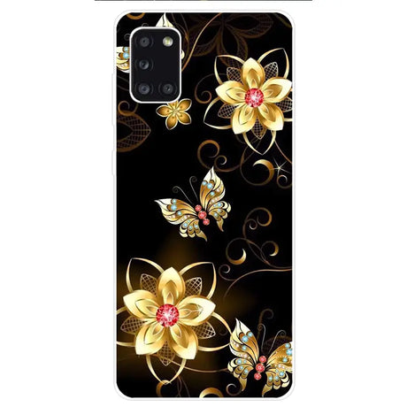 Black and gold flower phone case