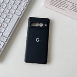 Black Google Pixel smartphone case with camera cutouts and a ’G’ logo.