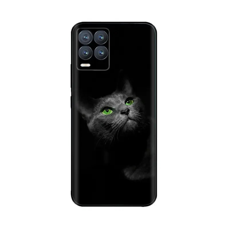 a black cat with green eyes phone case