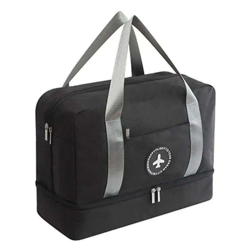 the black and grey duff bag