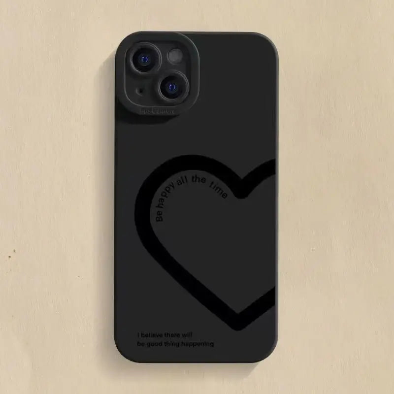 a black heart phone case with the words, ` i love you ’