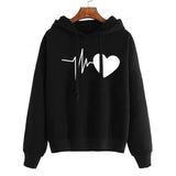 a black hoodie with a white heart and heartbeat