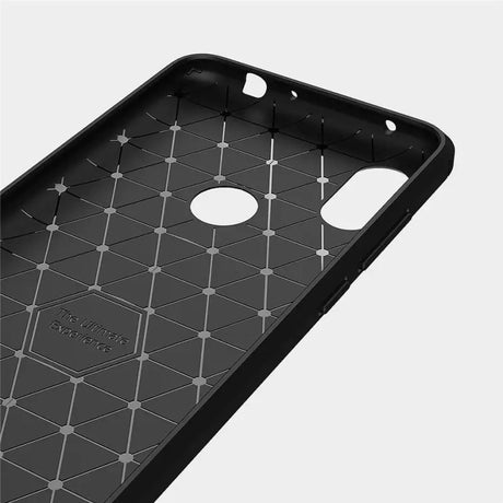 The back of a black iphone case with a pattern of stars