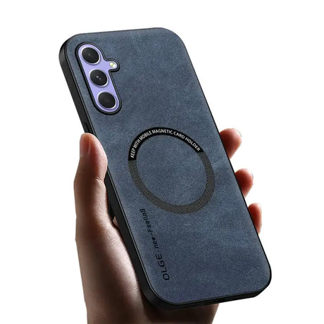 the back of a black iphone case with a ring on it