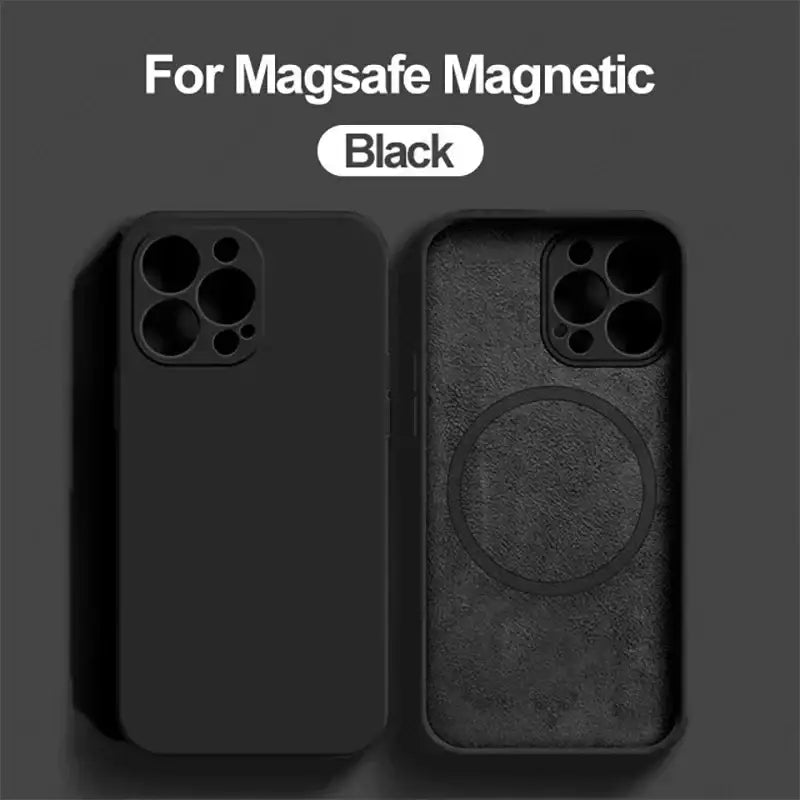 the back and front of the black iphone case