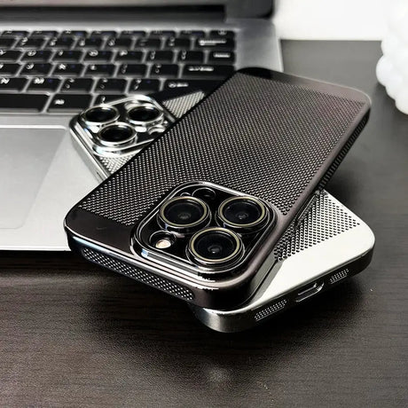 the iphone case is made from carbon fiber