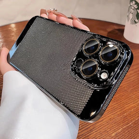 Black iPhone case with textured back.