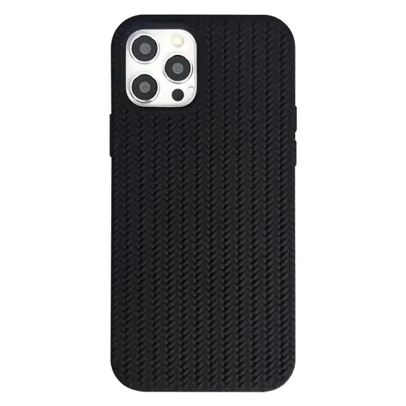the back of a black iphone case with a white background