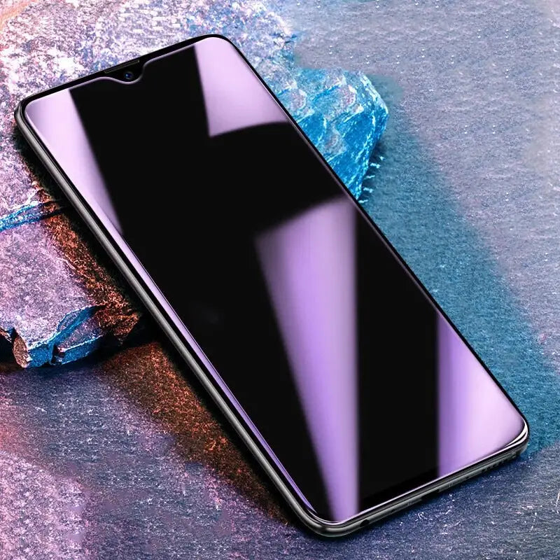 a black iphone with a purple background