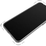 the back of a black iphone with a white background