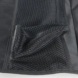 a close up of a black jacket with a zipper on it