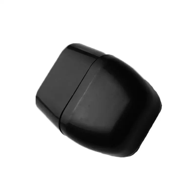 a black plastic knob with a white background