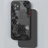 the black lace iphone case is shown on a white background